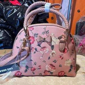 Elegant Floral Satchel with Bow Accent